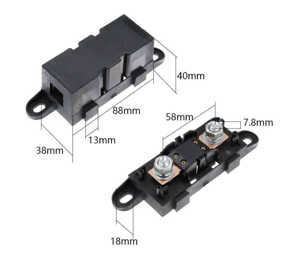 Pouzdro na pojistku MEGA pro systémy s napětím 12-32V, držák pojistky ANL o délce 80mm