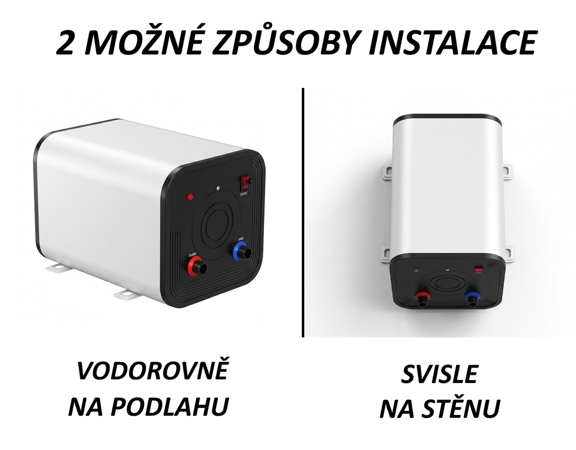 Elektrický nerezový bojler 10L pro kamiony, karavany, lodě s napětím 24V/220W (10A)