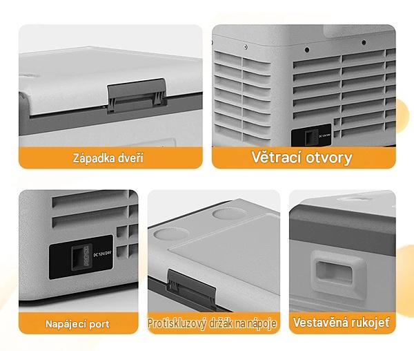 Autochladnička kompresorová Alpicool, dvouzonová autolednice, objem 37l, napájení 12V, 24V nebo 230V, LCD displej, nastavitelná dvířka