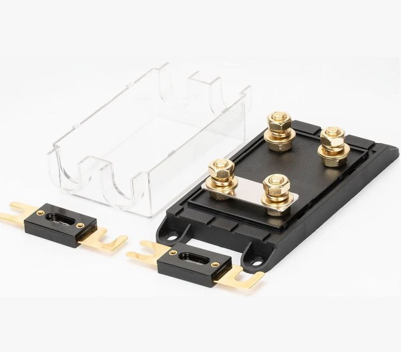 Pouzdro transparentní pro systémy s napětím 12-32V, držák pro 2 pojistky ANL o délce 80mm