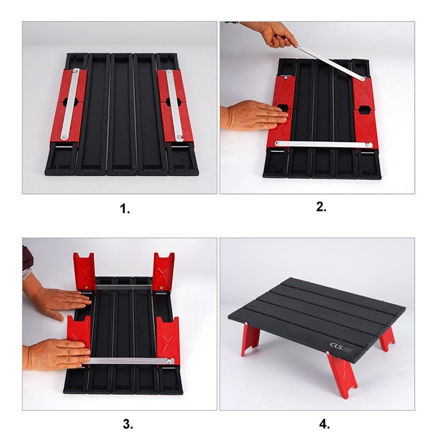 Kempingový mini stolek - skládací, černý