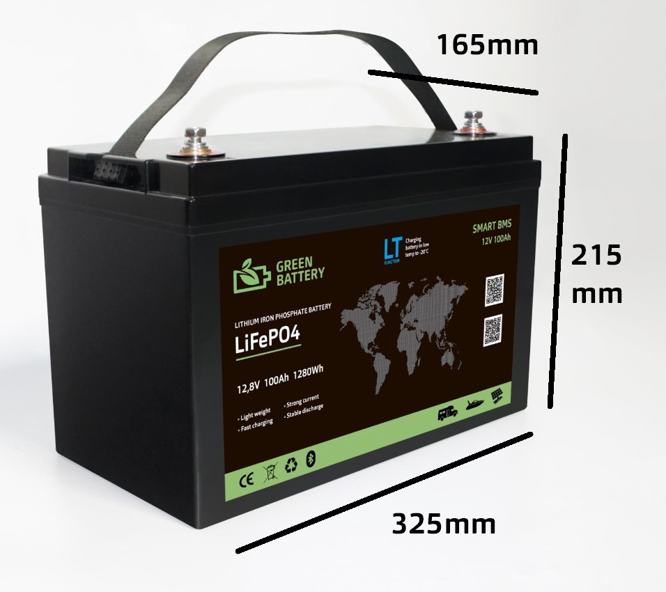 Baterie LiFePO4 12,8V 100Ah, 1280Wh, funkce LT pro nabíjení až do -20°C, bluetooth smart BMS, Lithium-železo-fosfátová baterie