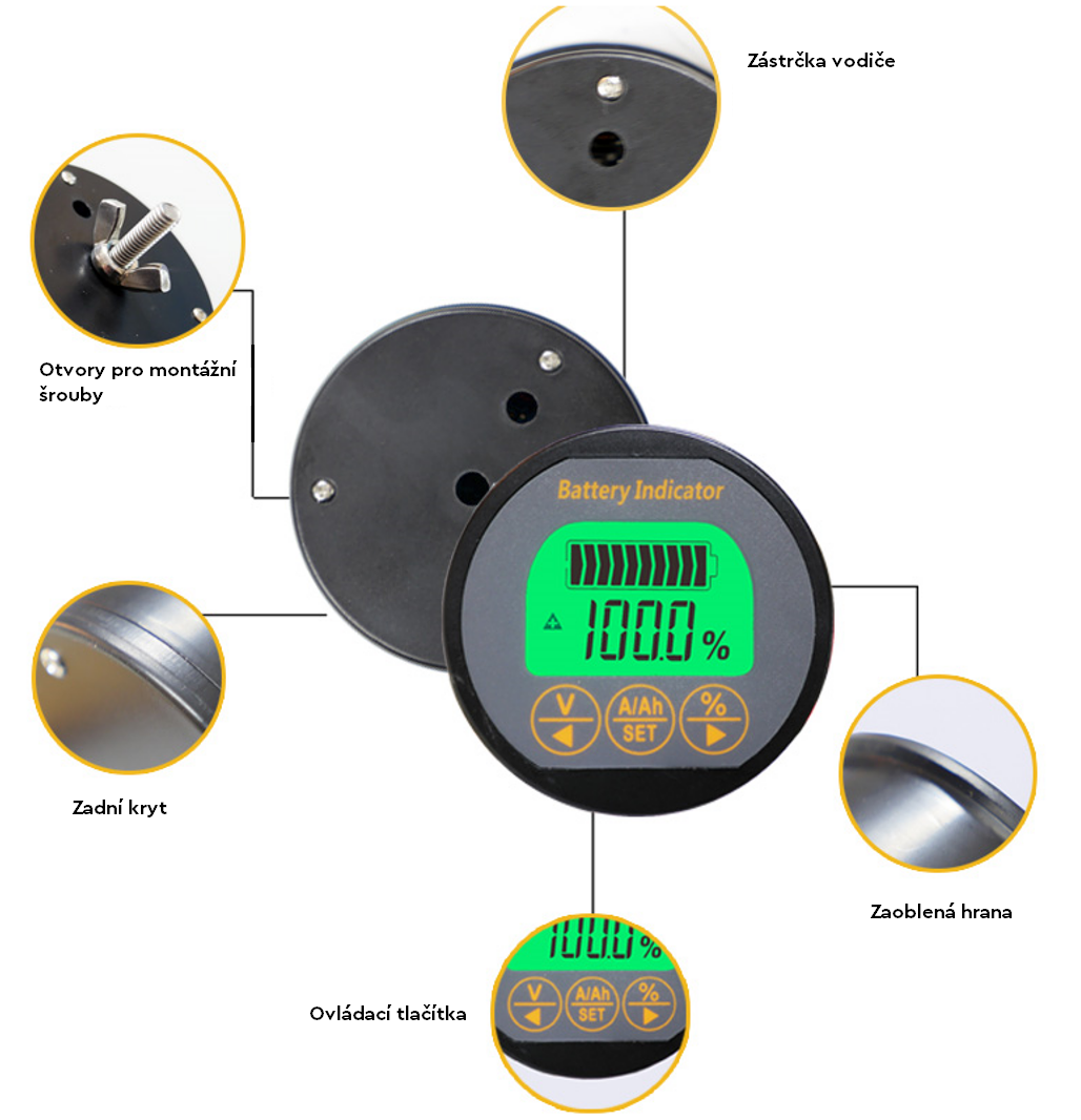 DC Sledovač stavu baterie 350A, sledování aktuálního odběru energie, rozsah napětí 8–80V