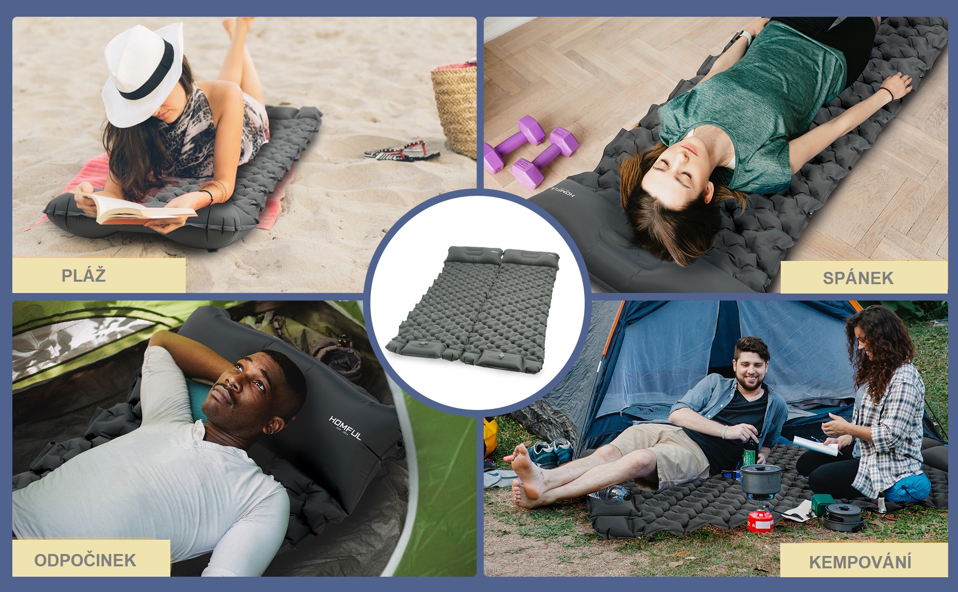 Kempingová nafukovací karimatka, motiv ARMY