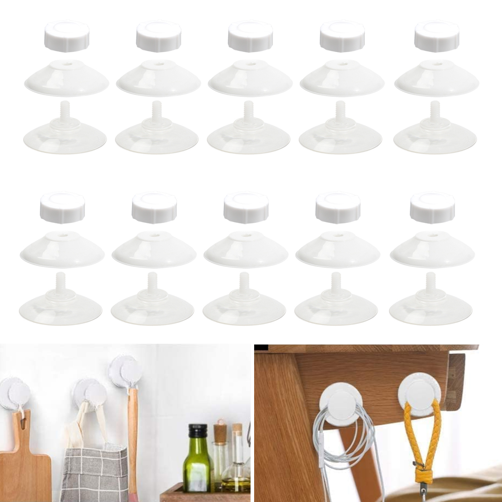 Upínací přísavky 10 kusů, barva bílá