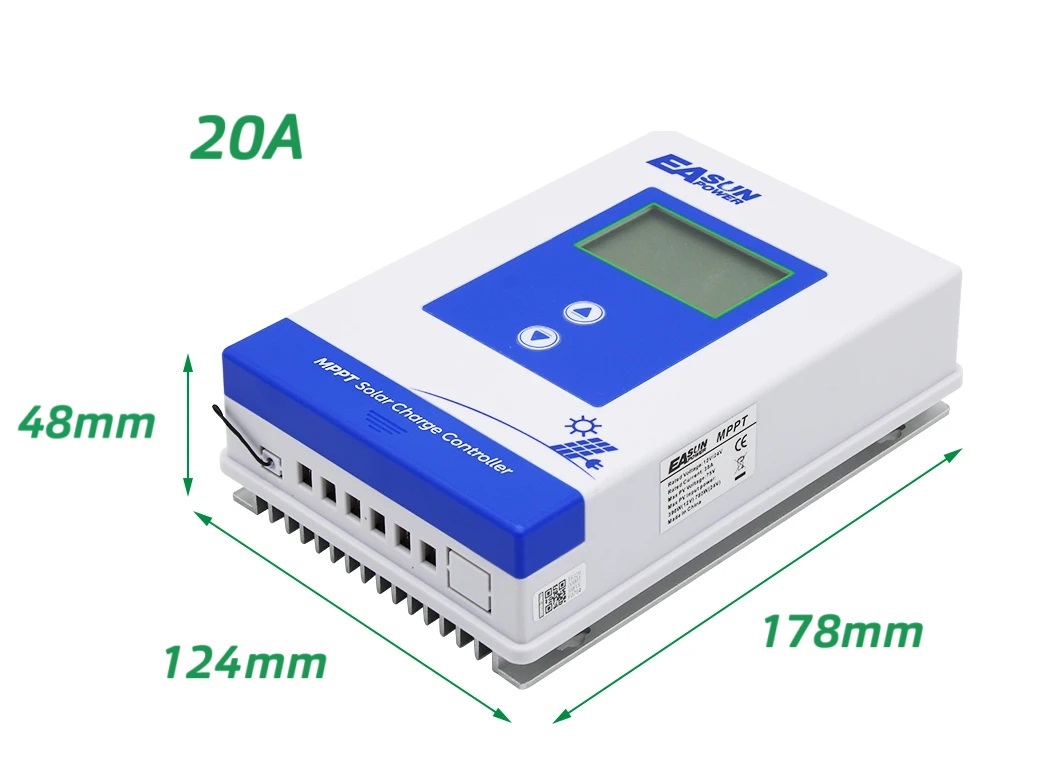 EAS solární regulátor MPPT 12/24V auto, 60VDC, nabíjecí proud 20A, pro olověné baterie, GEL, Li-ion, LiFePO4