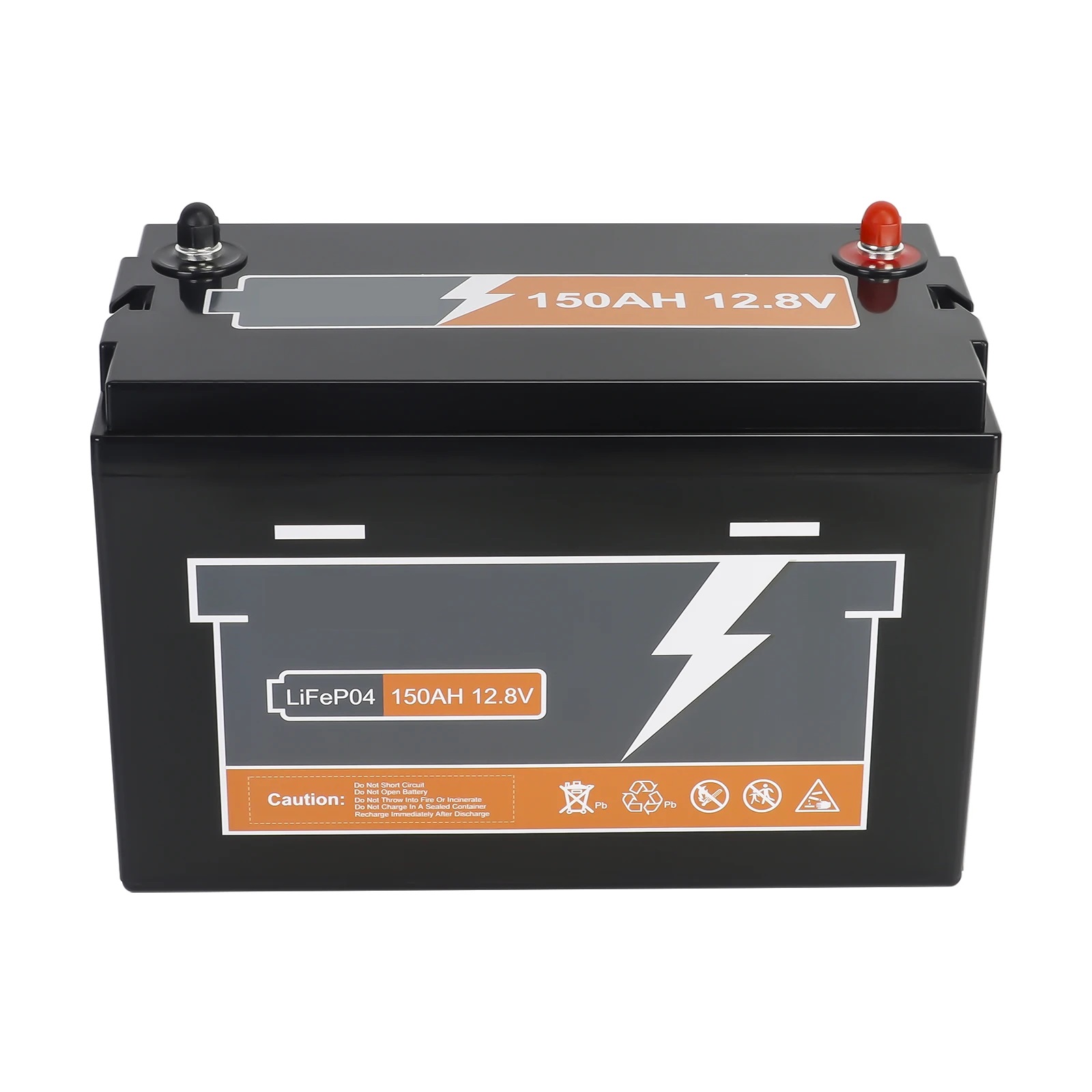 Baterie LiFePO4 12,8V 150Ah, 1920Wh, Lithium-železo-fosfátová baterie, BMS, černá