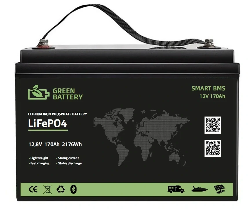 Baterie LiFePO4 12,8V 170Ah, 2176Wh, Lithium-železo-fosfátová baterie, smart Bluetooth BMS