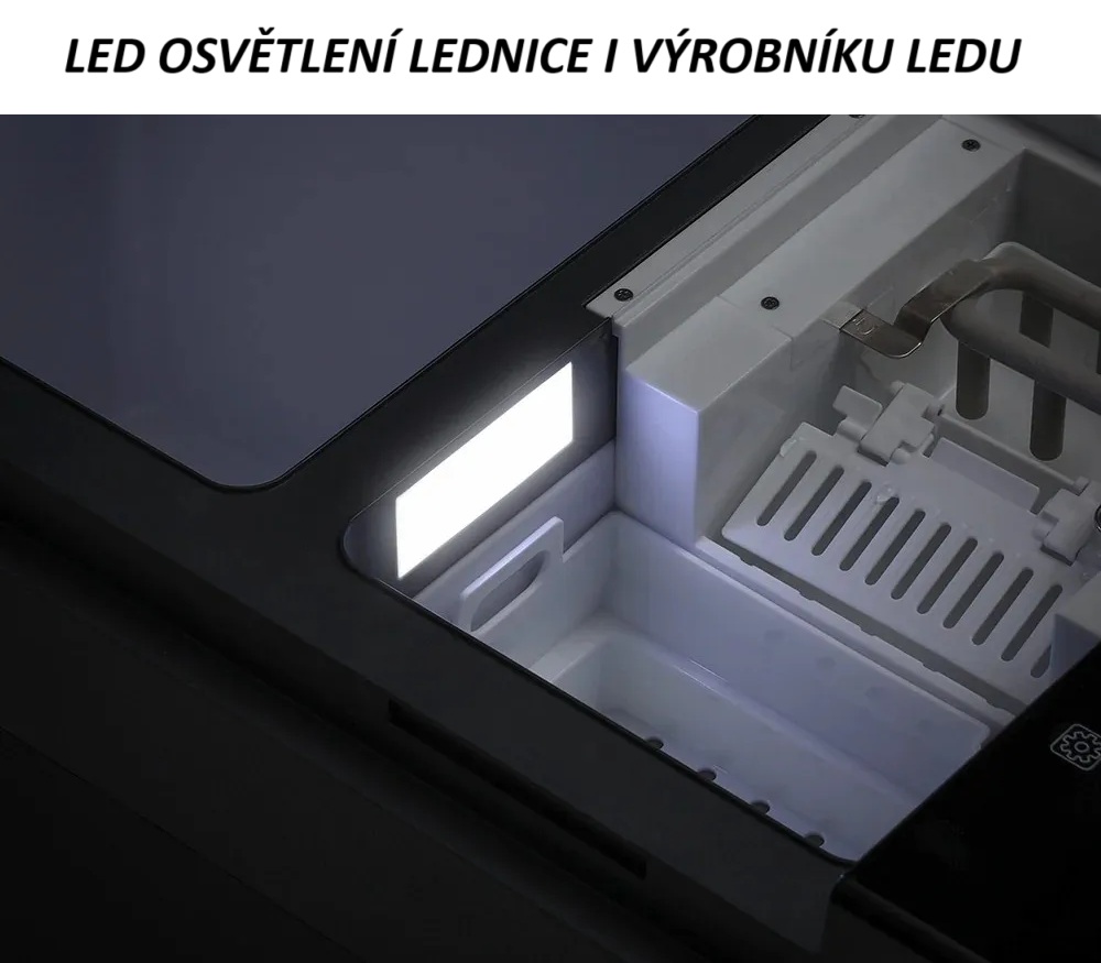 Autochladnička kompresorová s výrobníkem ledu, autolednice, objem 42l, napájení 12V, 24V nebo 230V, LCD displej, výrobník ledu