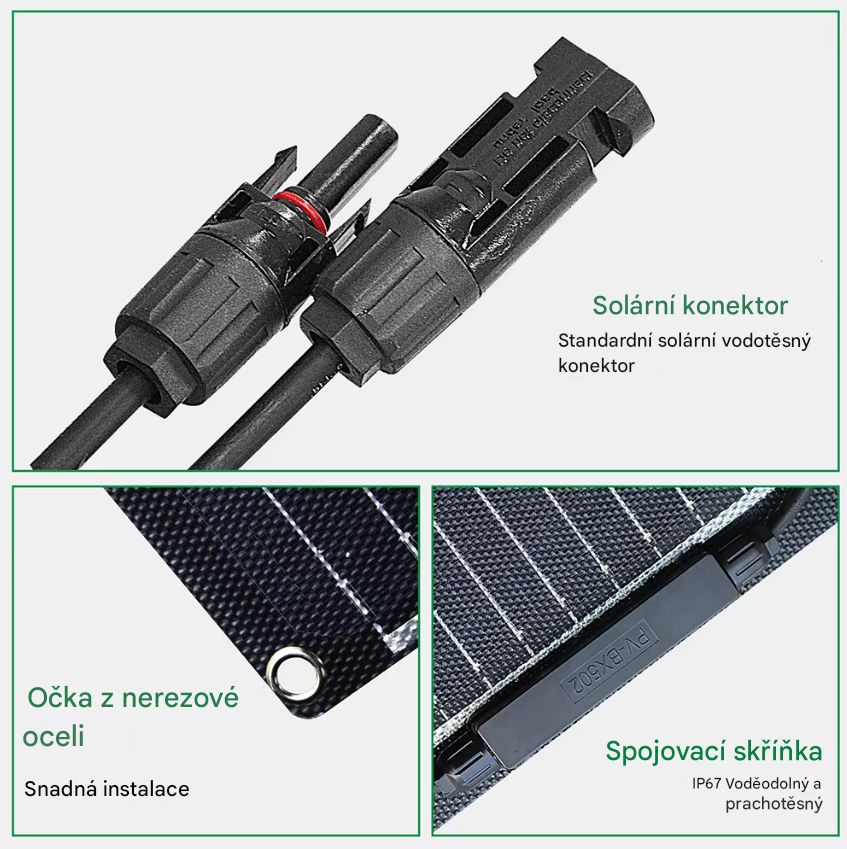 Flexibilní solární panel 100Wp, 18V, 5A, 975x565mm s hrubým bodovým povrchem pro vyšší účinnost