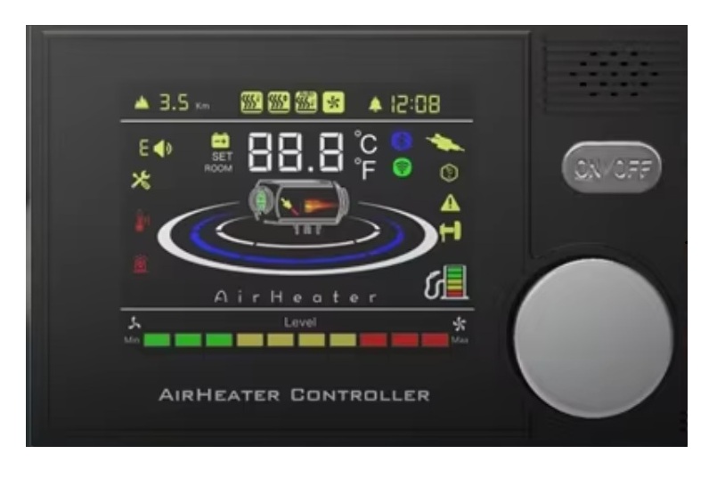 Instalační sada pro přechod na nový Bluetooh ovladač, pro topení 12V (5-8kW), řídící jednotka 12 a 24V, ovládací displej, dálkový ovladač, kabelový svazek, jedno tlačítko