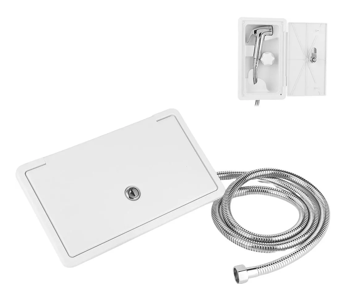 Externí sprchová hlavice pro karavany a lodě barva bílá s uzavíratelnou sprchovou hlavicí