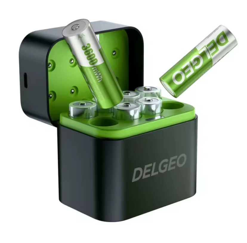 Sada 8 lithiových baterií AA s rychlonabíječkou 2,5H - 3600mWh, 2000 nabíjecích cyklů a nabíjení typu C