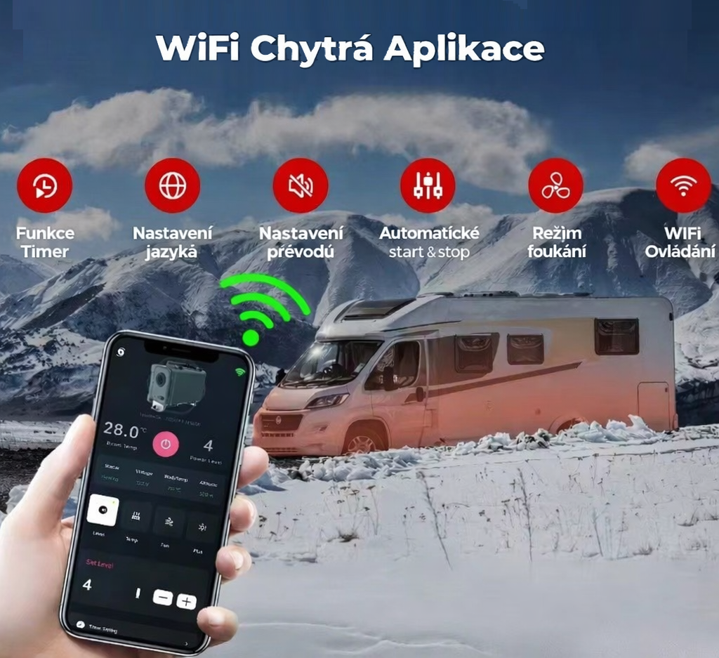 XL-AIRDD Wifi Ovládací panel  k nezávislému topení s možnost ovládání prostřednictvím bluetooth i wifi