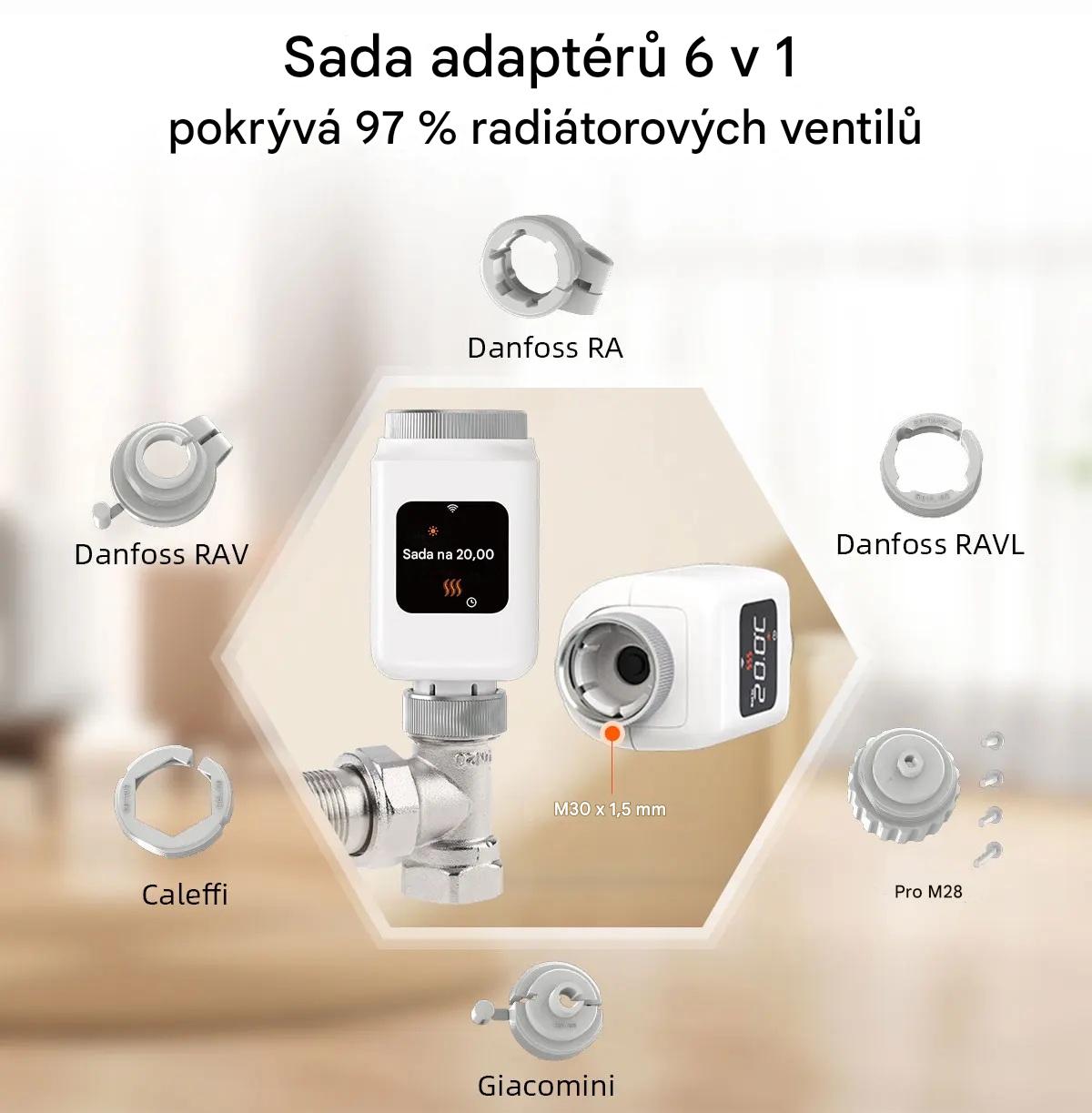 Chytrá termostatická hlavice Tuya Zigbee 3.0 – Wi-Fi regulátor topení pro Alexa a Google Home