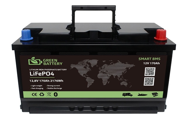 Baterie LiFePO4 12,8V 170Ah, 2176Wh, Lithium-železo-fosfátová baterie, smart BMS, s autokonektory