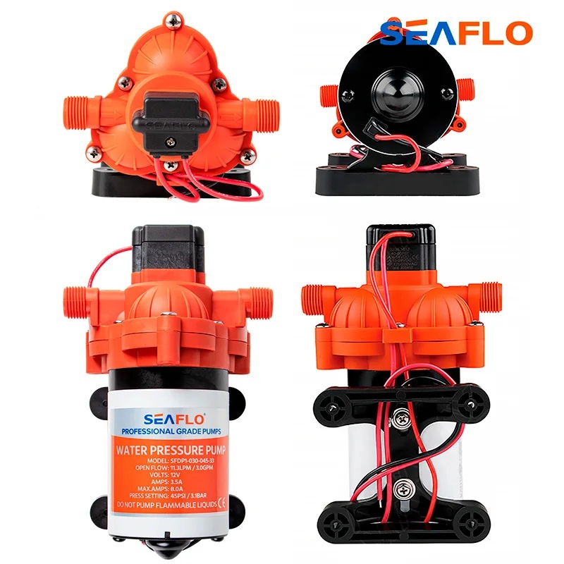 Tlakové membránové čerpadlo 11,3l/min, tlak 45PSI (3,1bar), napájení 12V, Seaflo