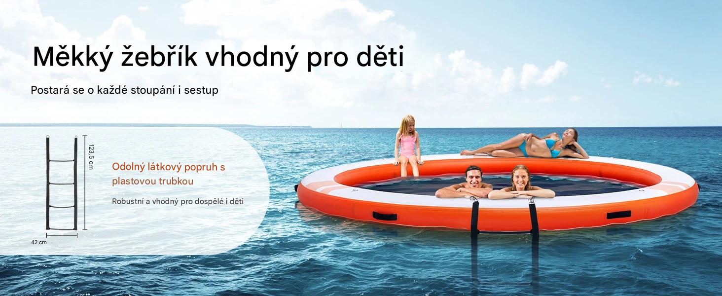 Nafukovací plovoucí molo / dok kruhový průměr 304 cm s protiskluzovým povrchem, vysoká pevnost a nosnost, nafukovací ventil typu H-R (paddleboard)