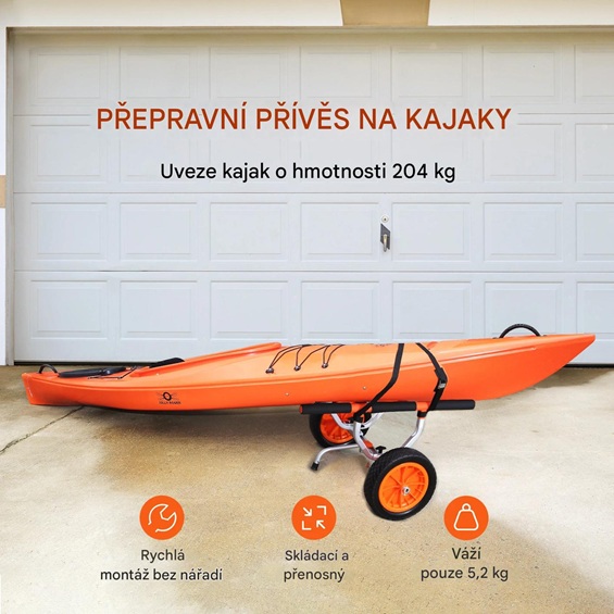 Profesionální vozík na kajak a pramice – nosnost 204 kg, terénní 12" kola