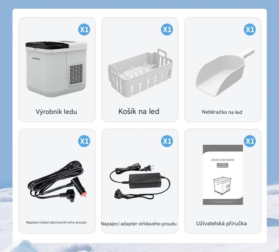 Alpicool mobilní kompresorový výrobník ledu Alpicool na 12V, 24V a 230V s kapacitou nádržky 1,3l, až 11 kg ledu za den