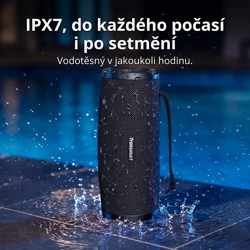 Bezdrátový reproduktor OTZ s výkonem 50W, barva černá, podpora bezdrátového Bluetooth, linkového vstupu AUX 3,5 mm, USB portu i slotu na TF karty, kapacita baterie 5200 mAh, IPX7