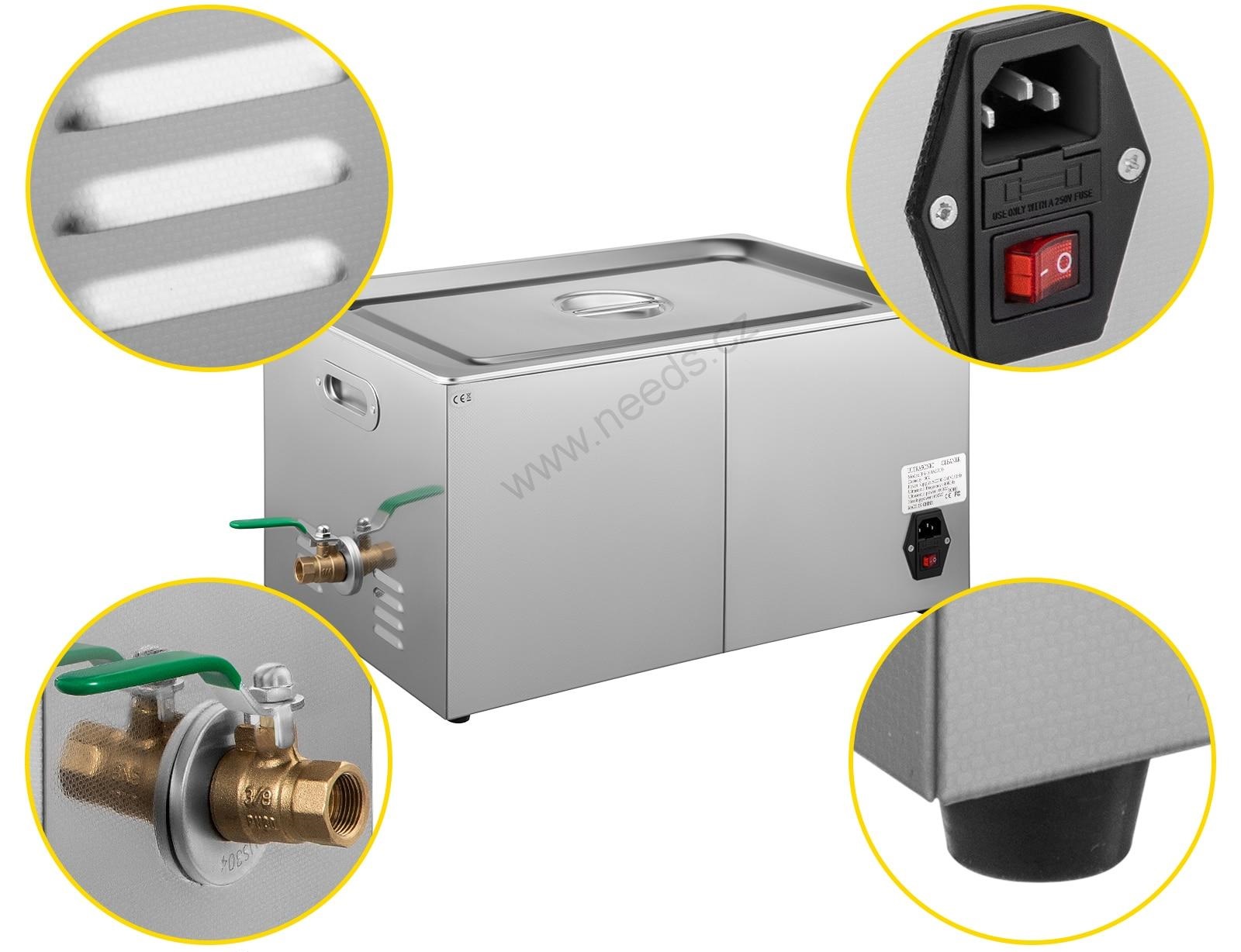 Ultrazvuková čistička s digitálním nastavením teploty a časovačem, objem nádrže 2 litry, 40 Khz