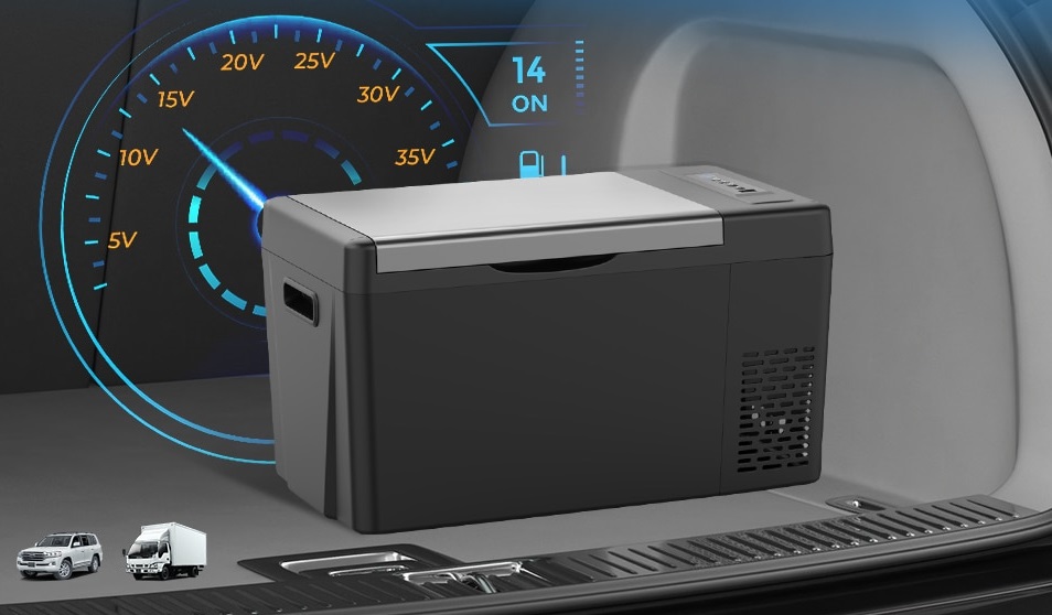 POUŽITÉ - Autochladnička kompresorová, autolednice, objem 22l, napájení 12V, 24V nebo 230V, LCD displej, magnetická dvířka
