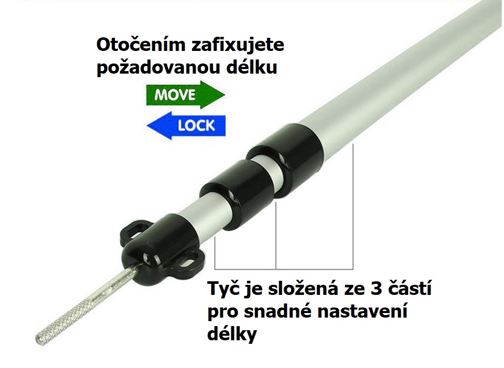 Teleskopická stanová tyč 2x, délka 86 - 230 cm
