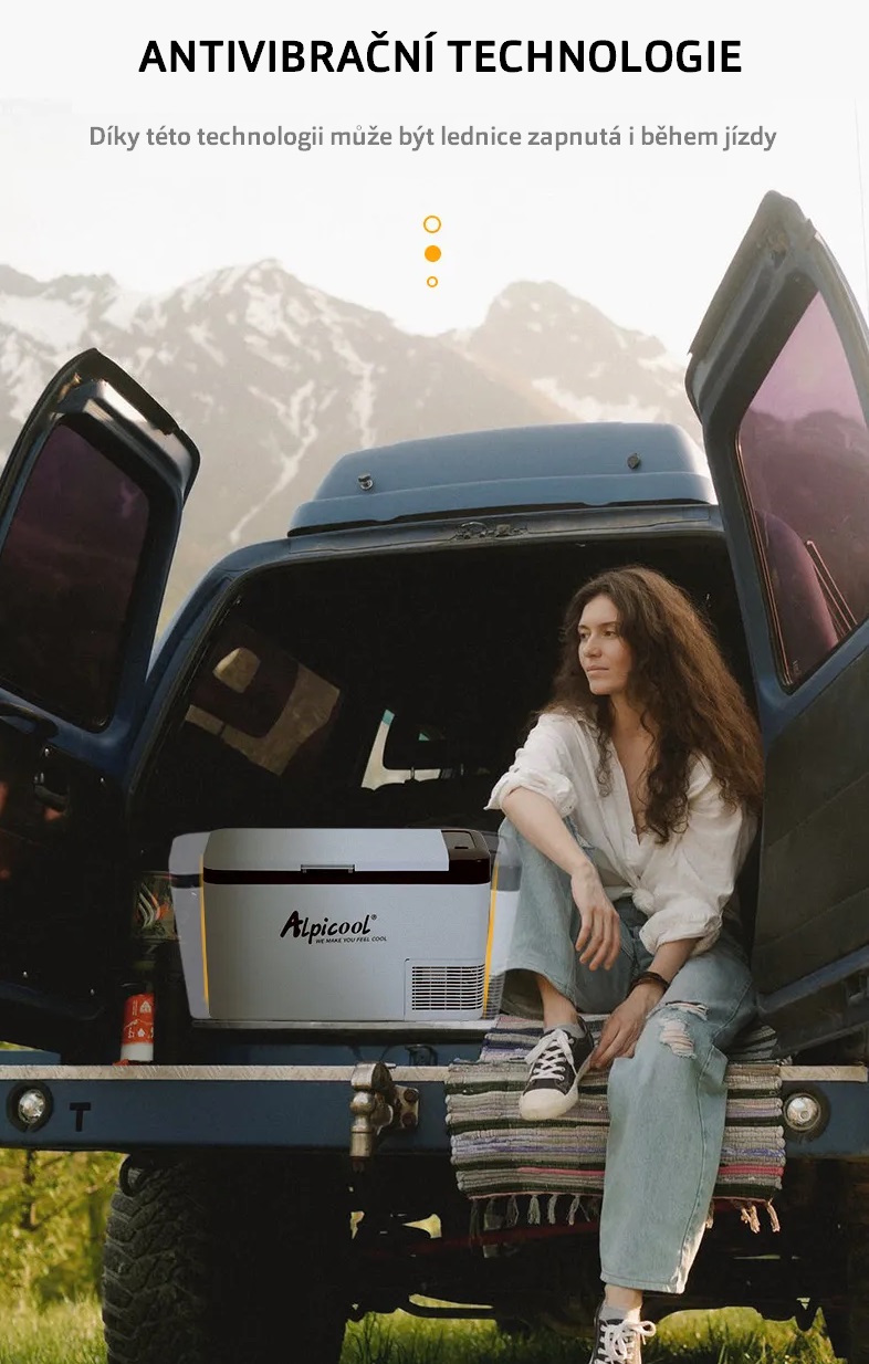 Autochladnička kompresorová, autolednice, objem 25l, napájení 12V, 24V nebo 230V, LCD displej, bluetooth aplikace