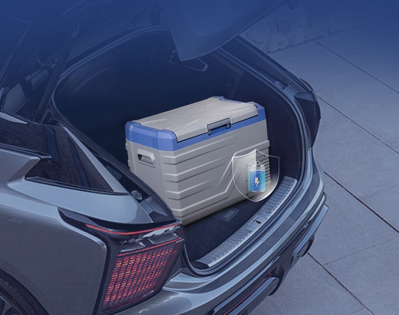 Autochladnička kompresorová, autolednice, objem 30l, napájení 12V, 24V nebo 230V, LCD displej, bluetooth aplikace, šedo-modrá