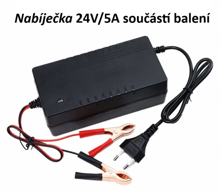 Baterie LiFePO4 25,6V (24V) 60Ah, 1540Wh, včetně nabíječky 5A, Lithium-železo-fosfátová baterie, BMS