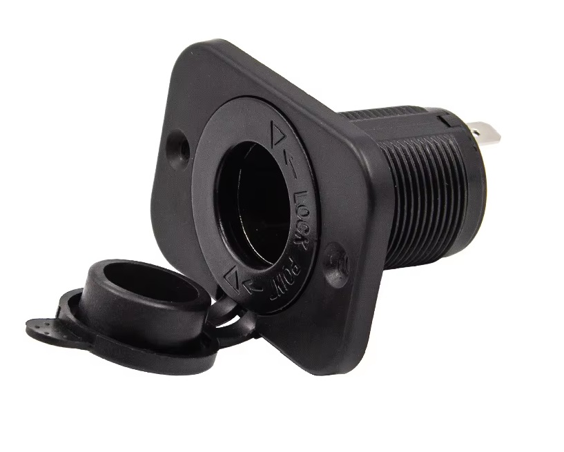 Cigaretová zásuvka 12V a 24V do auta s gumovým krytem a rámečkem