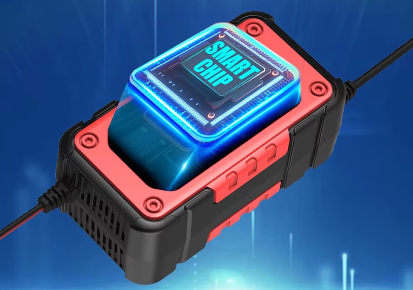 Nabíječka mikroprocesor 7A 12V PB/GEL/AGM/LiFePO4 LCD displej, černo-červená, max. kapacita 150Ah
