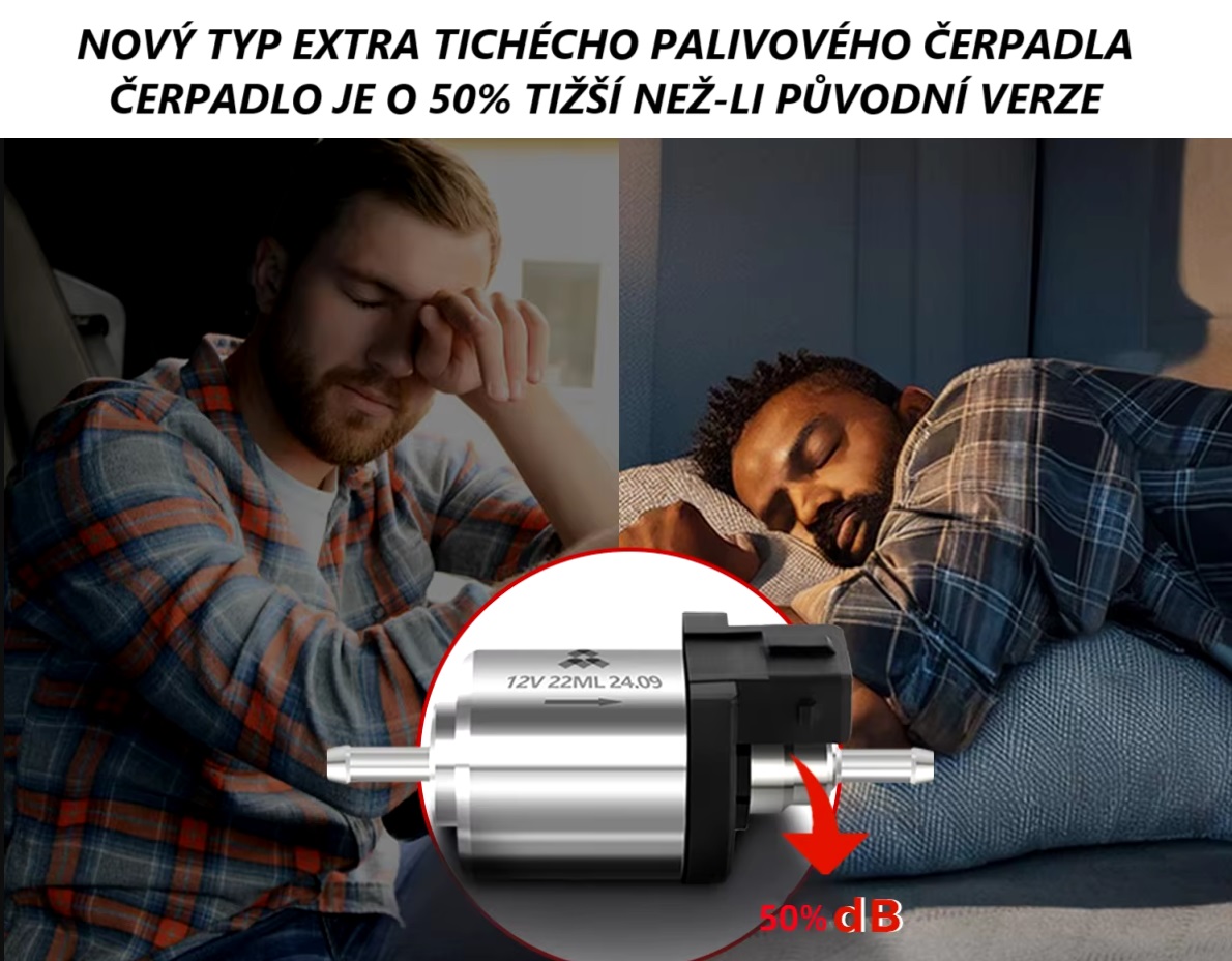 XL-AIRD Nezávislé topení 5kW včetně instalační sady, černý LCD ovladač nová verze, černý dálkový ovladač, 12V nebo 24V automatická volba, tiché čerpadlo, Bluetooth aplikace