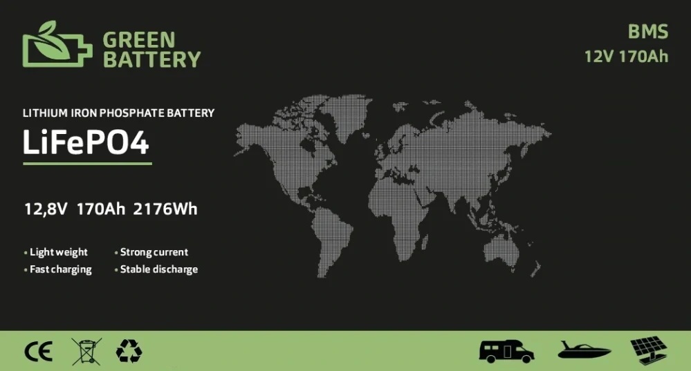 Baterie LiFePO4 12,8V 170Ah, 2176Wh, Lithium-železo-fosfátová baterie, BMS 