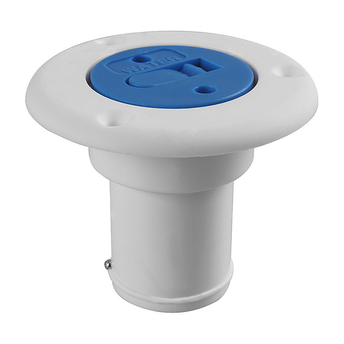 Seaflo nálevka s modrým víčkem s nápisem water pro hadice 38-40mm, bílá