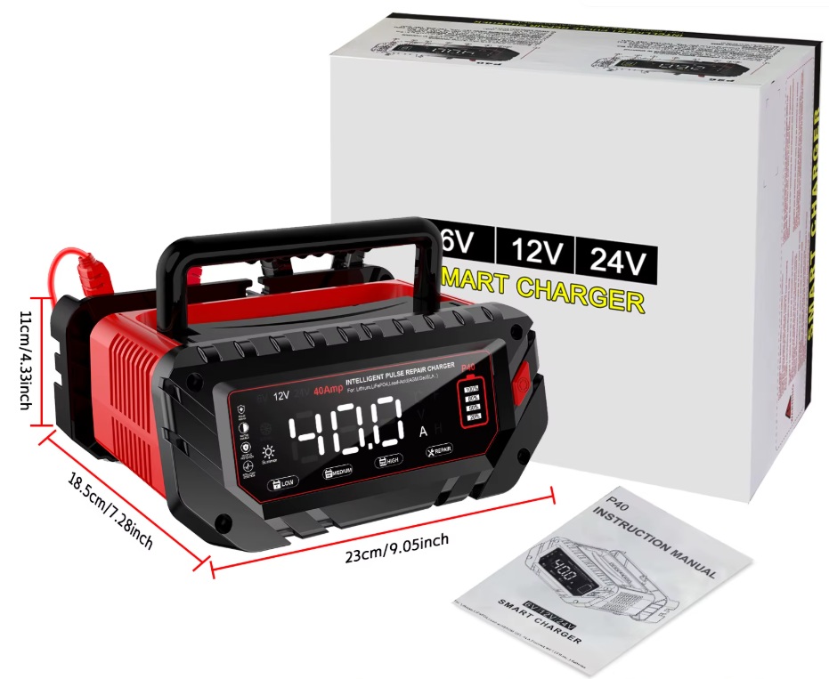 Nabíječka mikroprocesor 30A 12V, 24V (15A), 6V (10) PB/GEL/AGM/LiFePO4 LCD displej