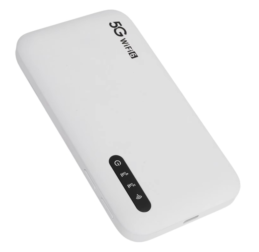 5G Mobilní Wi-Fi modem, hotspot pro SIM kartu, WIFI6 2,4 a 5,8Ghz, baterie 6100mAh, pro 16 zařízení, bílý