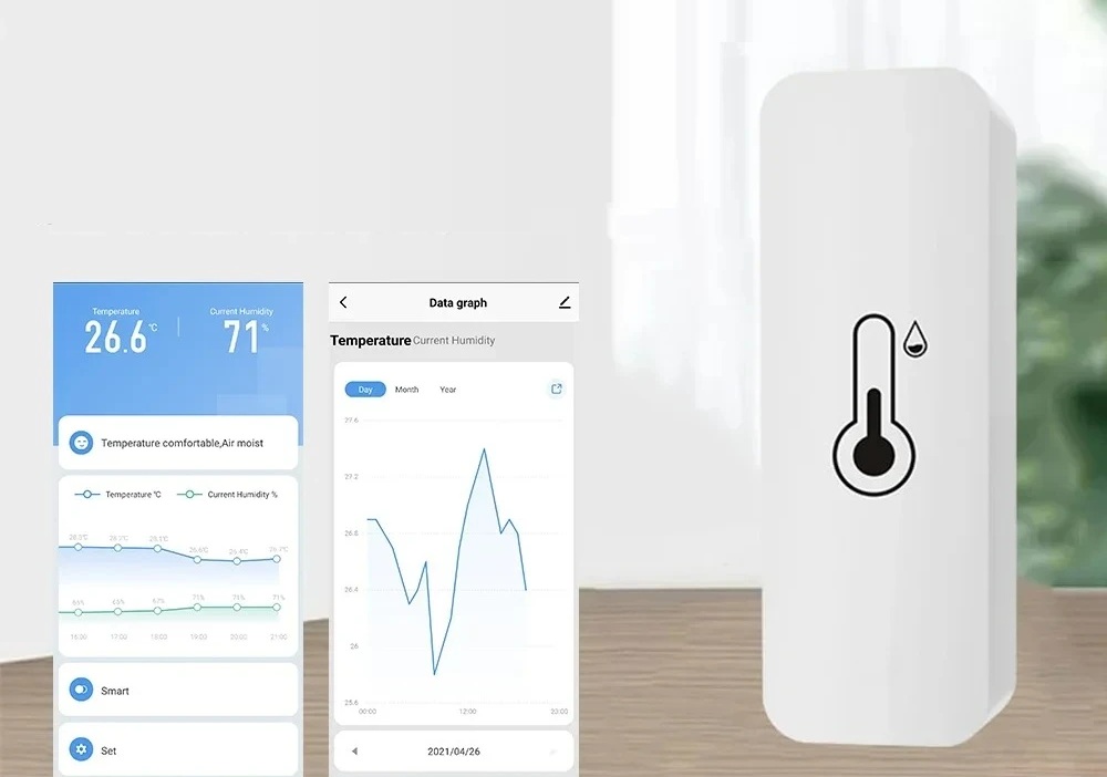 Tuya Wifi Chytrý Teploměr a Vlhkoměr – WiFi Senzor pro Google Home a Alexa