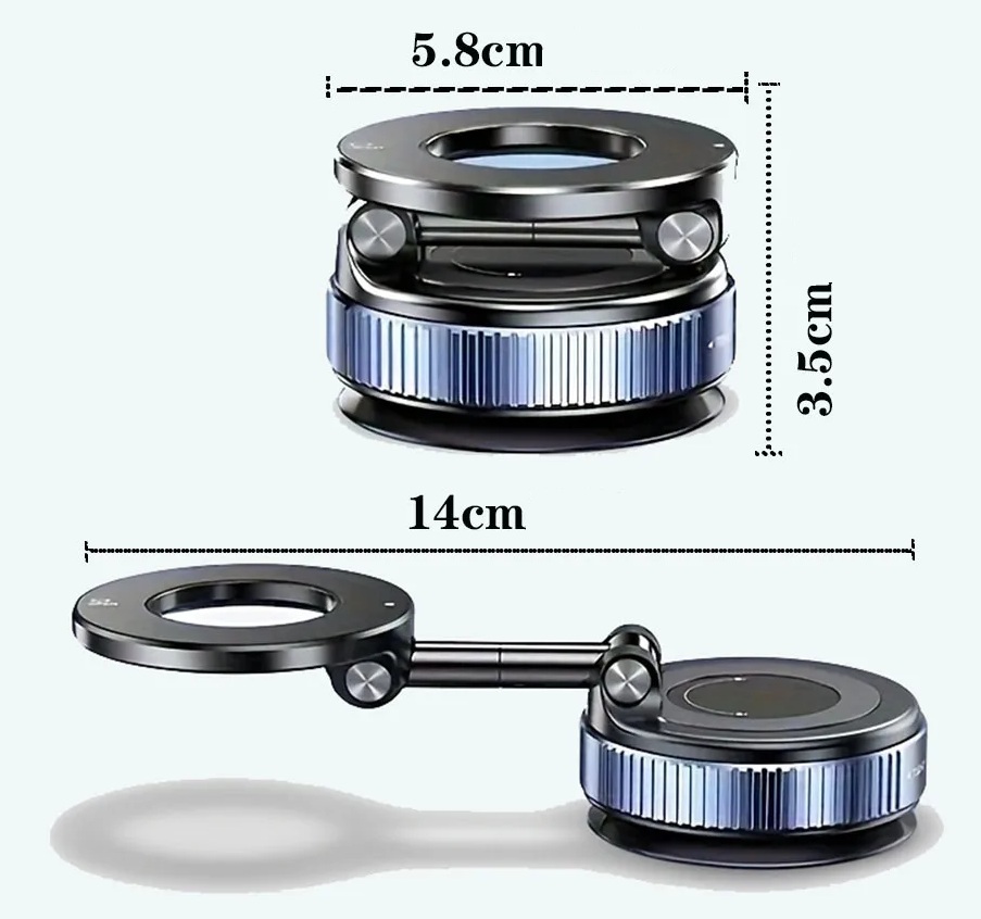 Magnetický držák na mobil s přísavkou pro MagSafe – 360° otočný a skládací držák do auta