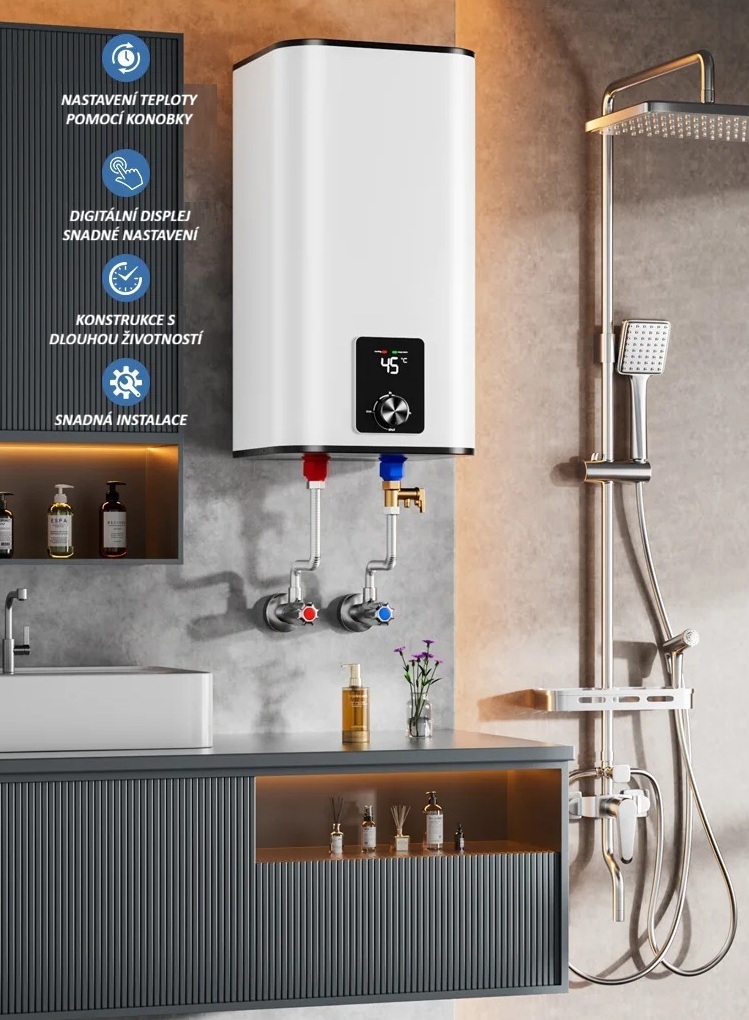 Úsporný elektrický bojler 10L 800W/230V pro karavany, lodě chaty a chalupy 