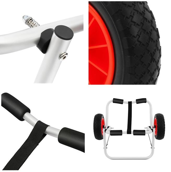 Hliníkový skládací vozík na kajak a kanoe – nosnost 80 kg, 10" kola