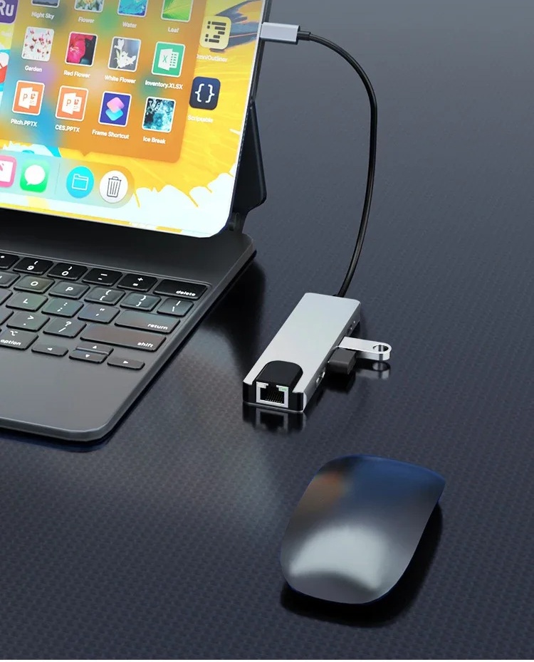 Kompaktní USB-C Hub 5-v-1 s RJ45 Ethernetem a 4K HDMI