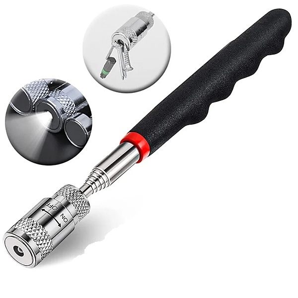 Teleskopický magnet s LED světlem 80 cm vysoce výkonný magnetický podavač s LED diodou pro automechaniky
