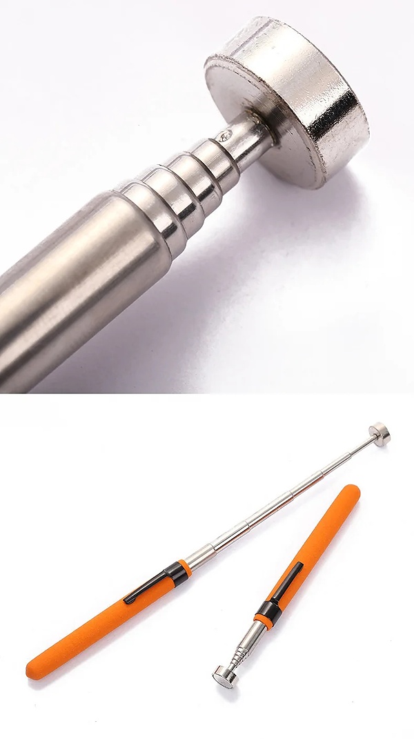 Oranžový teleskopický magnetický vytahovač s nosností 3,6 kg