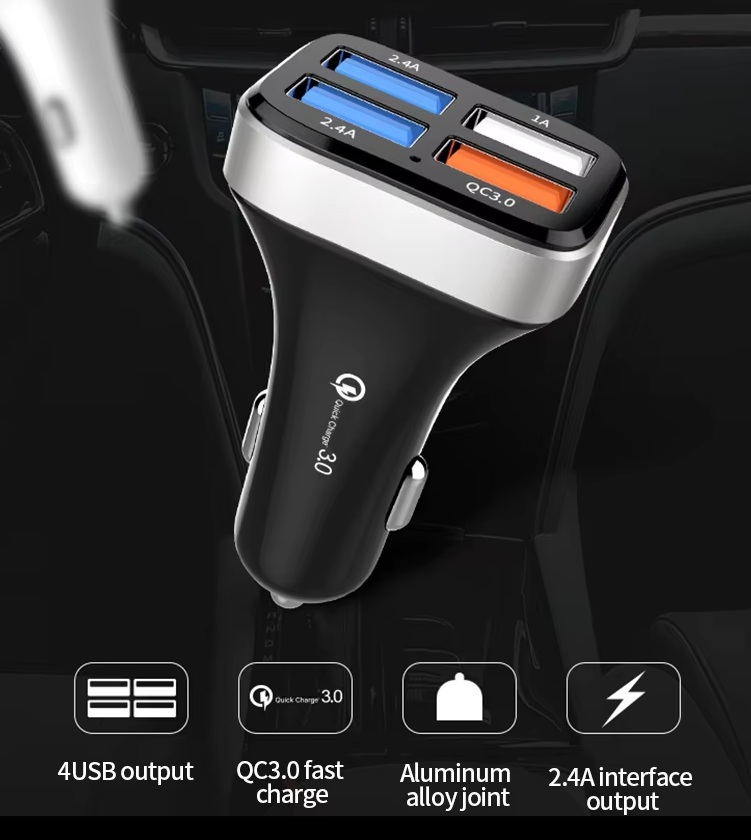 Rychlonabíječka do auta se 4 USB porty a QC 3.0