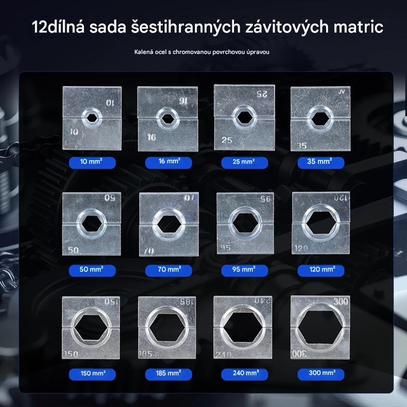 Profesionální akumulátorový hydraulický lis 9T se dvěma bateriemi