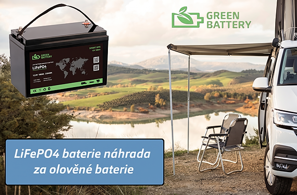 Baterie LiFePO4 12,8V 180Ah, 2300Wh, BMS, Lithium-železo-fosfátová baterie s displejem s nabíječkou 10A
