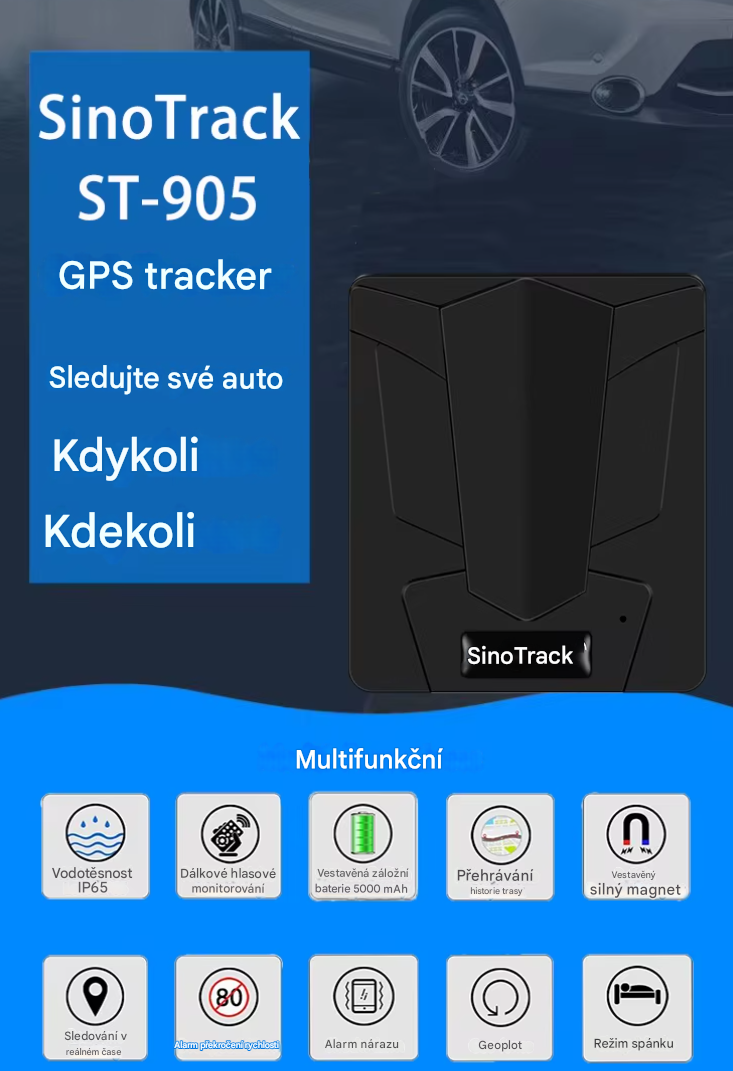 Sinotrack GPS lokalizátor, baterie 5000 mAh, silný magnet