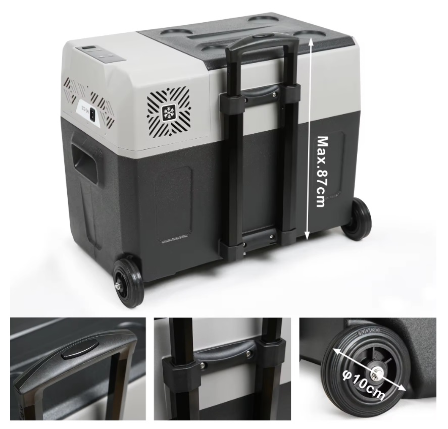 Autochladnička kompresorová, autolednice, objem 40l, napájení 12V, 24V nebo 230V, LCD displej, bluetooth aplikace, s kolečky pro snadný přesun